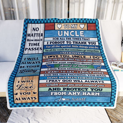 Personalized To My Uncle Blanket From Niece Nephew Wood I Love You Thank You Uncle Birthday Fathers Day Thanksgiving Christmas Customized Gift Fleece Blanket | siriusteestore