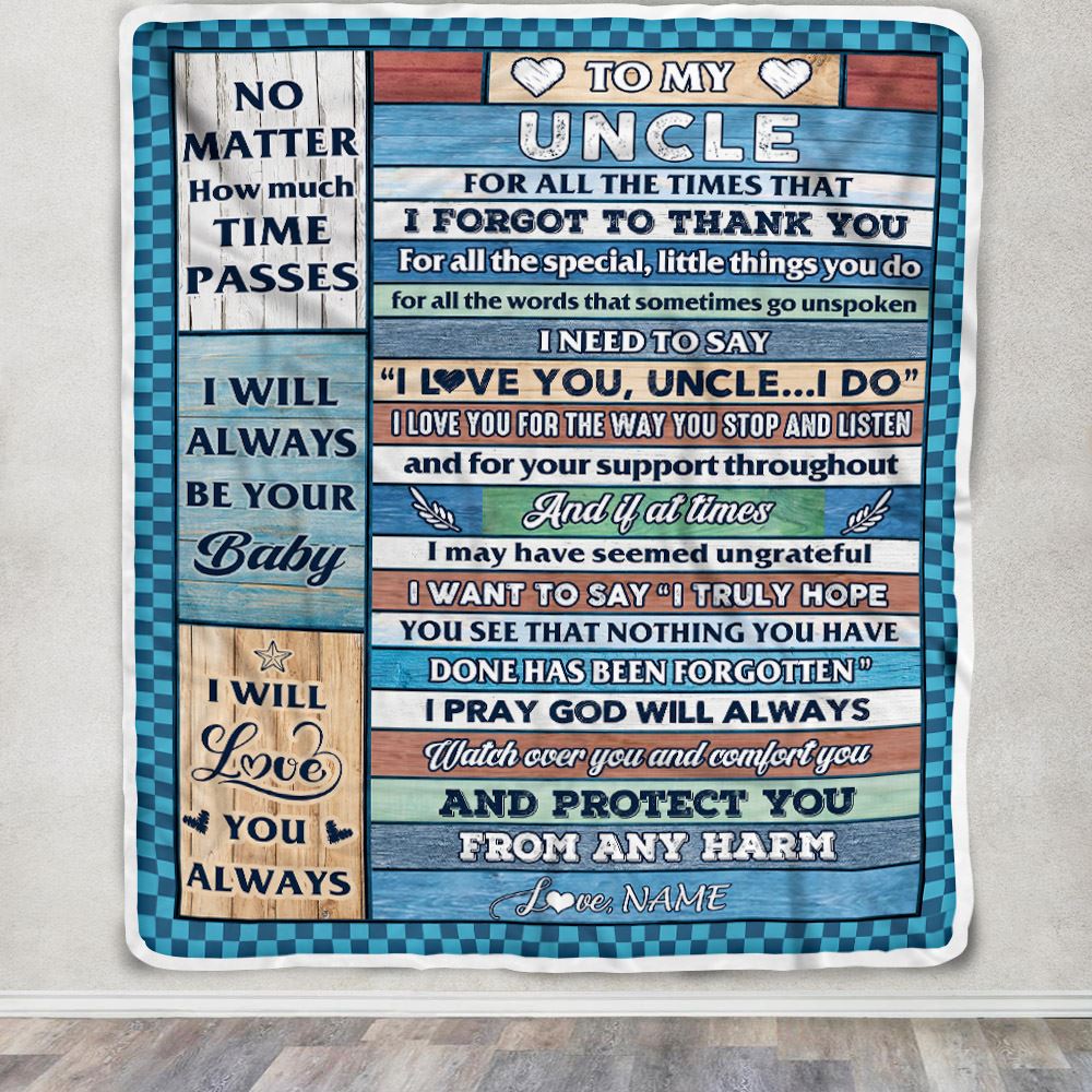 Personalized To My Uncle Blanket From Niece Nephew Wood I Love You Thank You Uncle Birthday Fathers Day Thanksgiving Christmas Customized Gift Fleece Blanket | siriusteestore