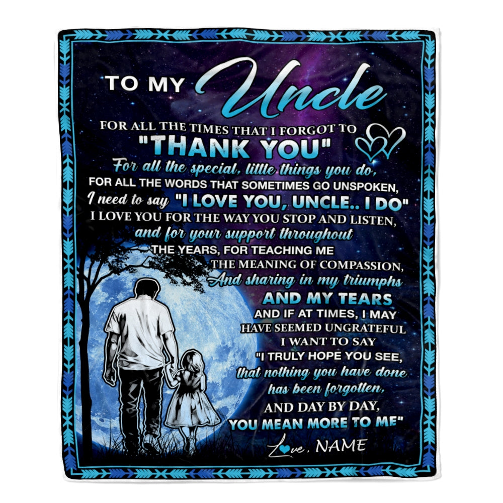 Personalized To My Uncle Blanket From Niece Thank You Day By Day Uncle Birthday Fathers Day Thanksgiving Christmas Customized Bed Fleece Blanket | siriusteestore