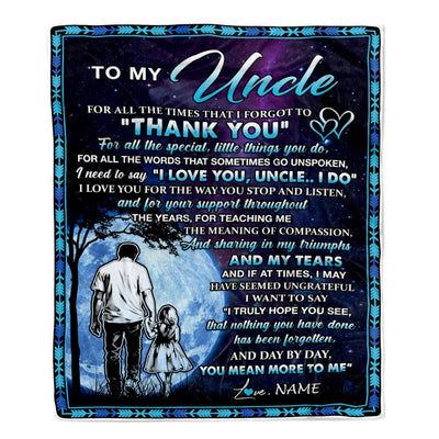 Personalized To My Uncle Blanket From Niece Thank You Day By Day Uncle Birthday Fathers Day Thanksgiving Christmas Customized Bed Fleece Blanket | siriusteestore