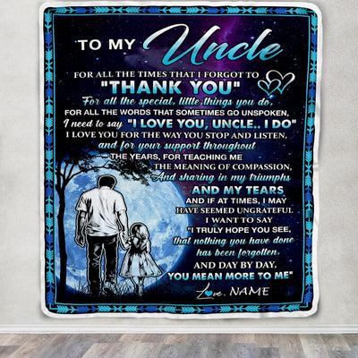 Personalized To My Uncle Blanket From Niece Thank You Day By Day Uncle Birthday Fathers Day Thanksgiving Christmas Customized Bed Fleece Blanket | siriusteestore