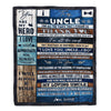 Personalized To My Uncle Blanket From Niece Wood Thank You You Are My Hero Uncle Birthday Fathers Day Thanksgiving Christmas Customized Bed Fleece Blanket | siriusteestore