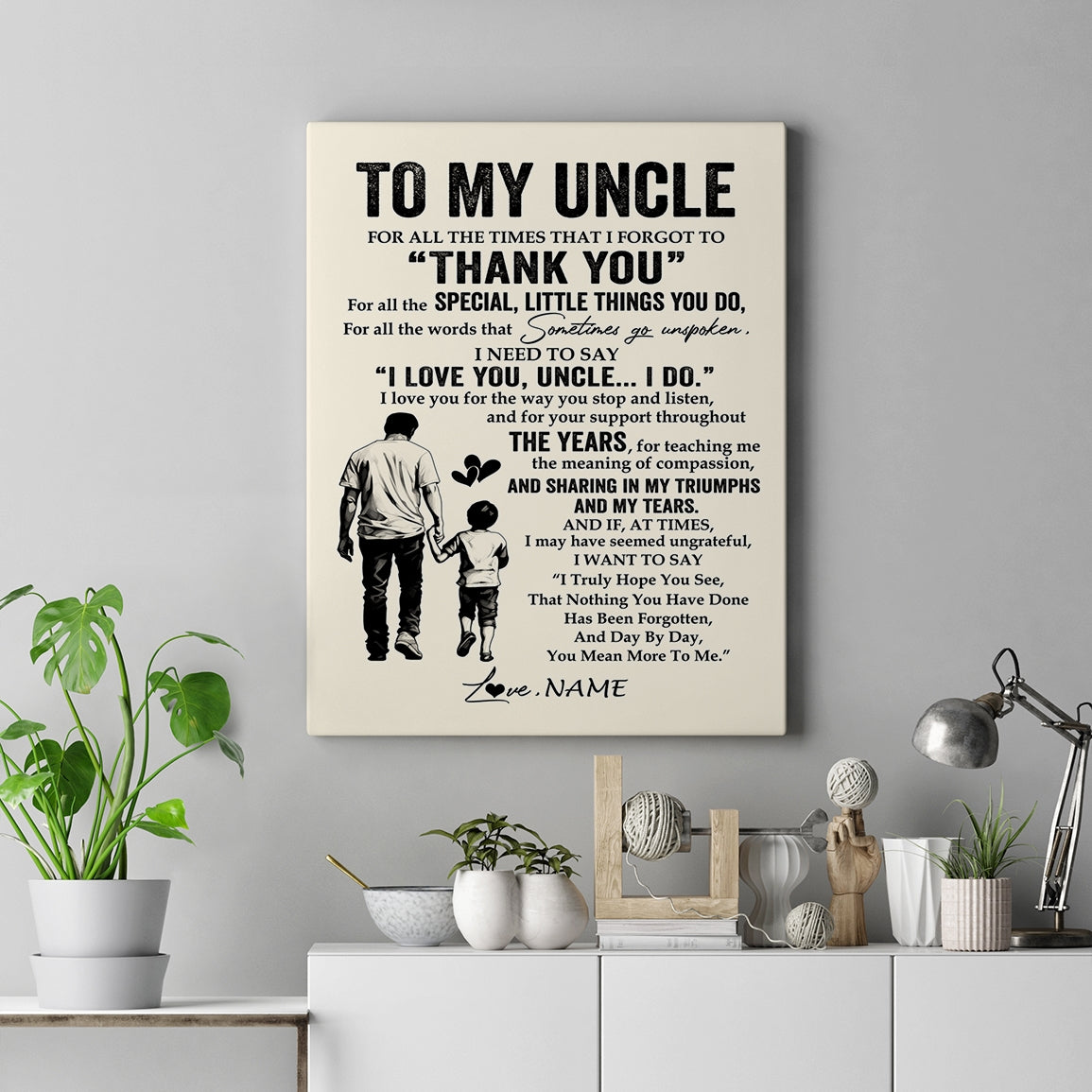 Personalized To My Uncle Canvas From Nephew For All The Times That I Forgot To Thank You Uncle Birthday Fathers Day Christmas Custom Wall Art Print Framed Canvas | siriusteestore