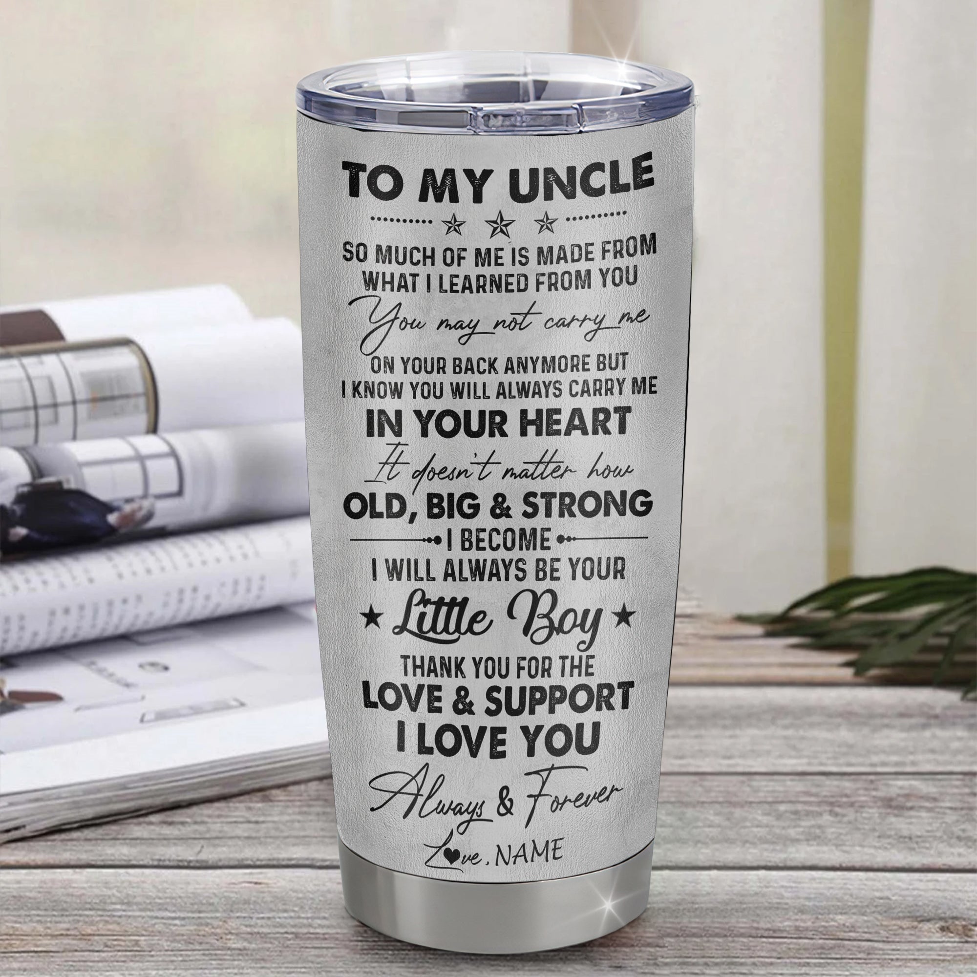 Personalized To My Uncle From Nephew Litte Boy Stainless Steel Tumbler Cup Love You Always And Forever Lion Uncle Fathers Day Birthday Christmas Travel Mug | siriusteestore