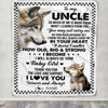 Personalized To My Uncle From Niece Blanket Wolf Always Be Your Little Girl Uncle Fathers Day Birthday Christmas Gift Customized Fleece Throw Blanket | siriusteestore