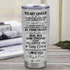 Personalized To My Uncle From Niece Stainless Steel Tumbler Cup Wolf Always Be Your Little Girl Uncle Fathers Day Birthday Christmas Travel Mug | siriusteestore