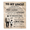 Personalized To My Uncle Gifts Blanket From Nephew Thank You My Hero Uncle Birthday Gift Fathers Day Thanksgiving Christmas Customized Fleece Throw Blanket | siriusteestore