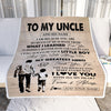 Personalized To My Uncle Gifts Blanket From Nephew Thank You My Hero Uncle Birthday Gift Fathers Day Thanksgiving Christmas Customized Fleece Throw Blanket | siriusteestore