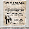 Personalized To My Uncle Gifts Blanket From Niece Thank You My Hero Uncle Birthday Gift Fathers Day Thanksgiving Christmas Customized Fleece Throw Blanket | siriusteestore