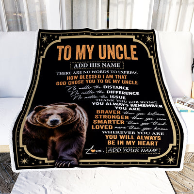 Personalized To My Uncle Gifts For Birthday From Nephew Niece Inspirational Bear Gifts For Uncle Blanket Birthday Idea Fathers Day Custom Fleece Throw Blanket | siriusteestore