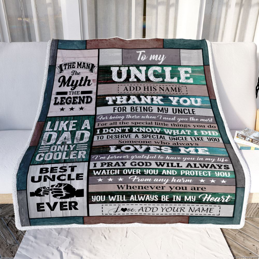 Personalized To My Uncle Gifts From Niece Nephew Blanket Wood Thank You For Being My Uncle Birthday Gifts Fathers Day Christmas Customized Fleece Throw Blanket | siriusteestore