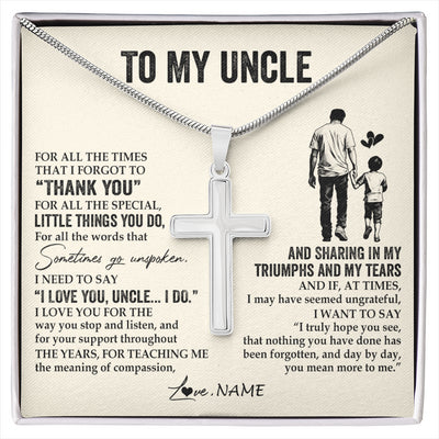 Stainless Cross Necklace Stainless Steel | 1 | Personalized To My Uncle Necklace From Nephew For All The Times That I Forgot To Thank You Birthday Fathers Day Christmas Customized Gift Box Message Card | siriusteestore
