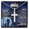 Stainless Cross Necklace Stainless Steel | 1 | Personalized To My Uncle Necklace From Nephew Niece Thank You Grateful Love Uncle Birthday Gifts Fathers Day Christmas Customized Gift Box Message Card | siriusteestore