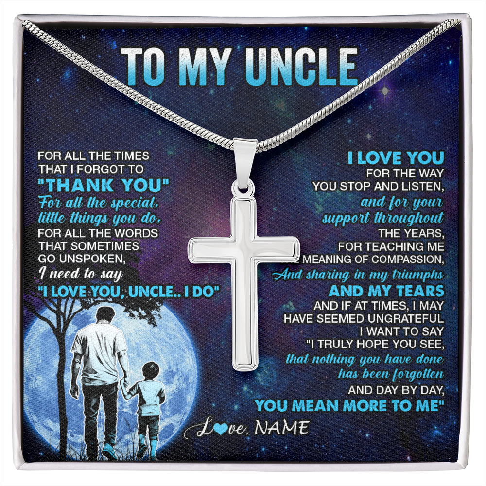 Stainless Cross Necklace Stainless Steel | 1 | Personalized To My Uncle Necklace From Nephew Thank You Day By Day Uncle Birthday Gifts Fathers Day Christmas Customized Gift Box Message Card | siriusteestore
