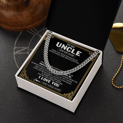 Cuban Link Chain Necklace Stainless Steel | 2 | Personalized To My Uncle Necklace Gift From Niece Nephew I Love You Protect Encourage Love Uncle Gifts For Men Birthday Fathers Day Gift Box Message Card | https://siriusteestore.
