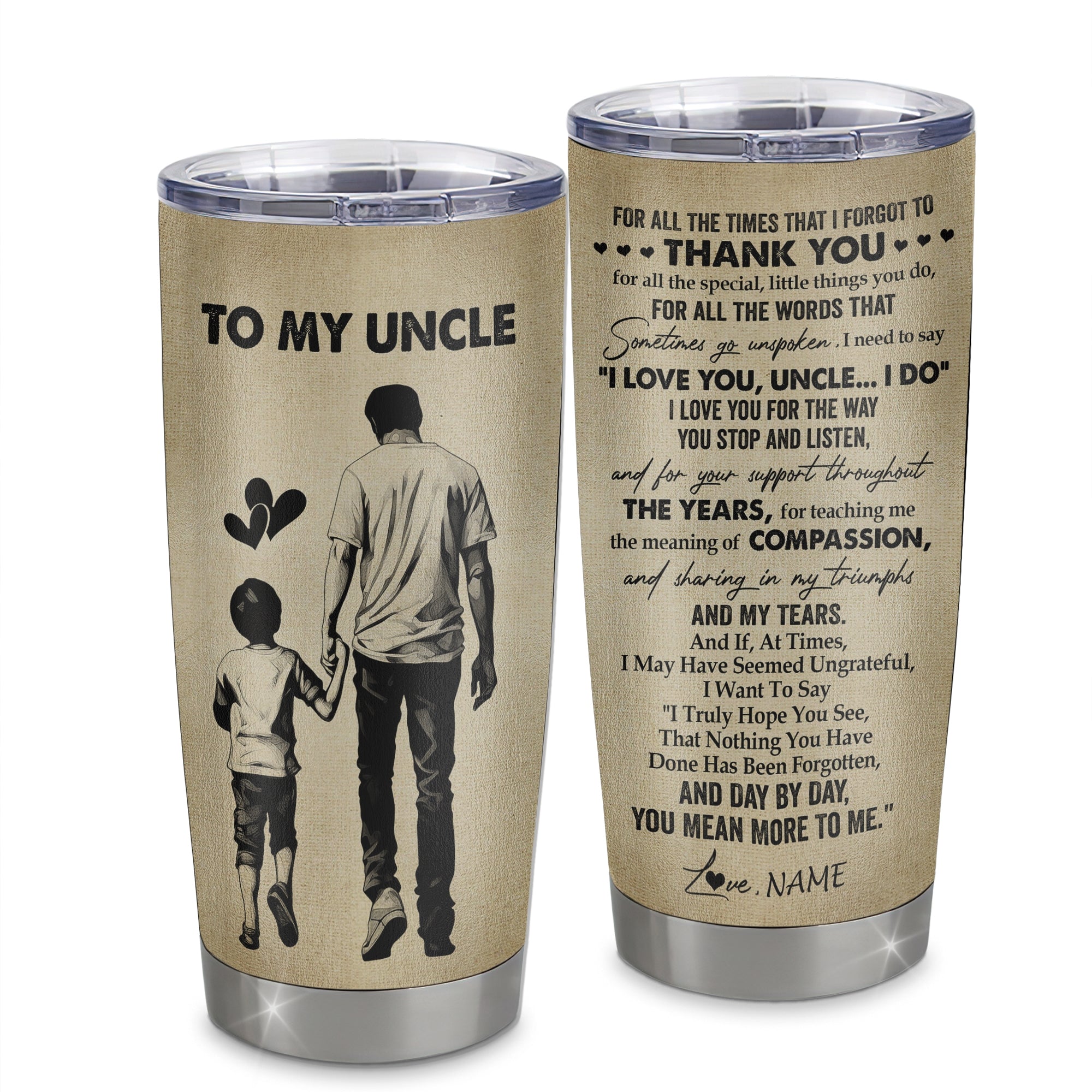 Personalized To My Uncle Tumbler From Nephew Stainless Steel Cup For All The Times That I Forgot To Thank You Uncle Birthday Fathers Day Christmas Travel Mug | siriusteestore