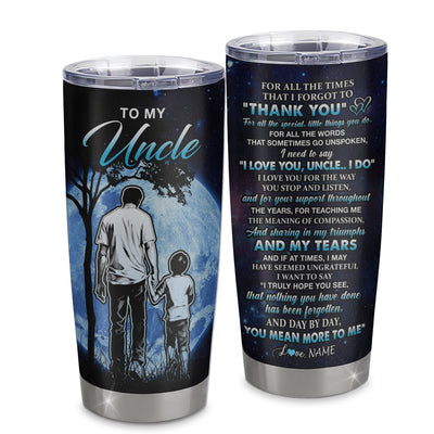 Personalized To My Uncle Tumbler From Nephew Stainless Steel Cup Thank You Day By Day Uncle Birthday Fathers Day Thanksgiving Christmas Travel Mug | siriusteestore