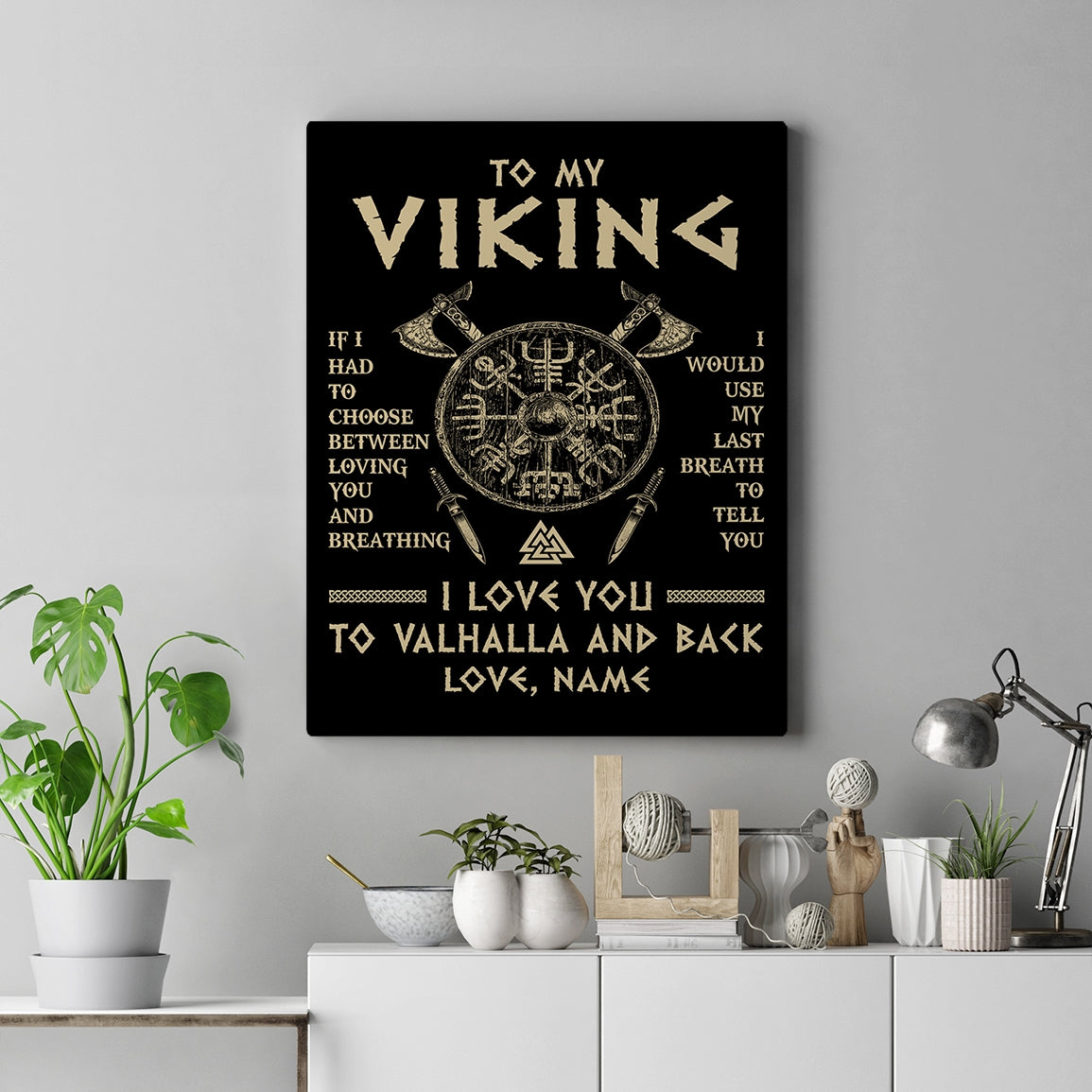 Personalized To My Viking Canvas Husband From Wife I Love You To Valhalla Husband Fiancee Boyfriend Men Birthday Anniversary Custom Wall Art Print Framed Canvas | siriusteestore