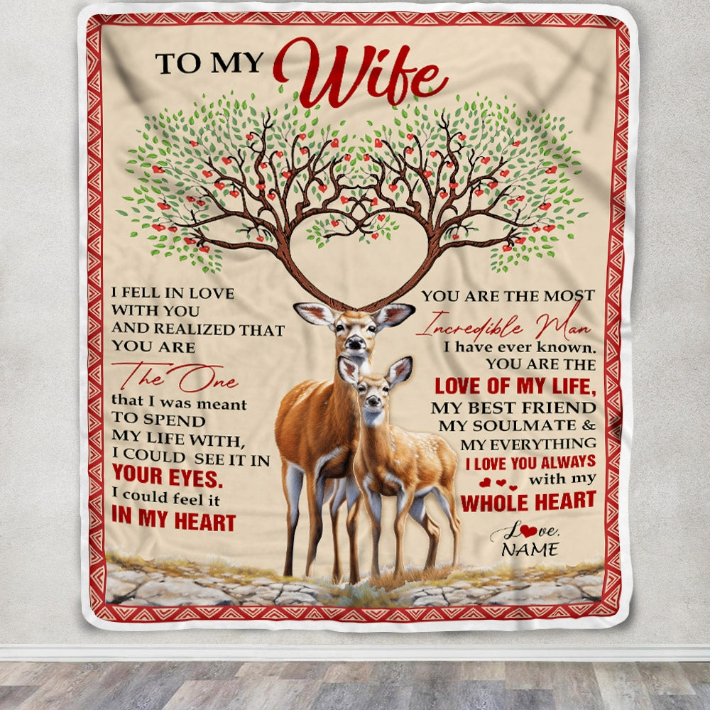 Personalized To My Wife Blanket From Husband Deer You Are The Love Of My Life Wife Birthday Wedding Anniversary Christmas Customized Fleece Blanket | siriusteestore