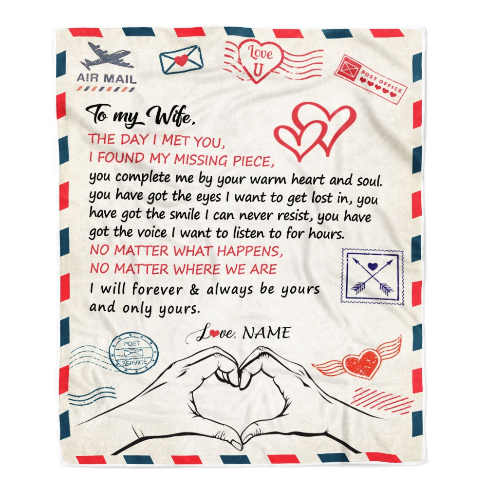 Personalized To My Wife Blanket From Husband I Will Always Be Yours Air Mail Wife Anniversary Birthday Valentines Day Christmas Customized Fleece Blanket | siriusteestore
