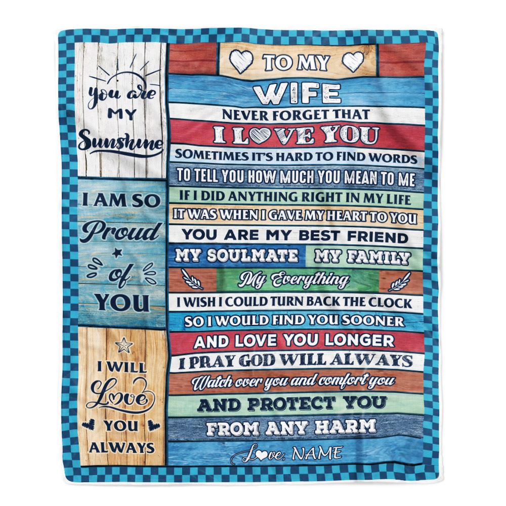 Personalized To My Wife Blanket From Husband Wood My Souldmate Wife Birthday Wedding Anniversary Valentines Day Christmas Customized Gift Fleece Blanket | siriusteestore