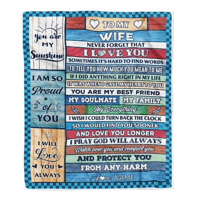 Personalized To My Wife Blanket From Husband Wood My Souldmate Wife Birthday Wedding Anniversary Valentines Day Christmas Customized Gift Fleece Blanket | siriusteestore