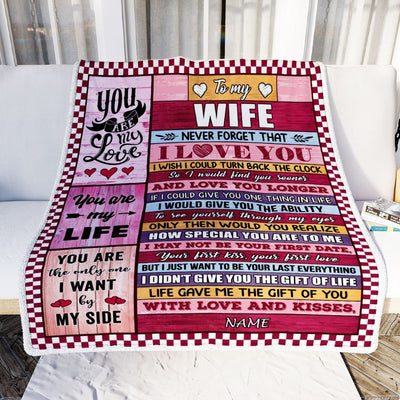 Personalized To My Wife Blanket From Husband Wood Never Forget I Love You Wife Birthday Anniversary Valentines Day Christmas Customized Gift Fleece Blanket | siriusteestore