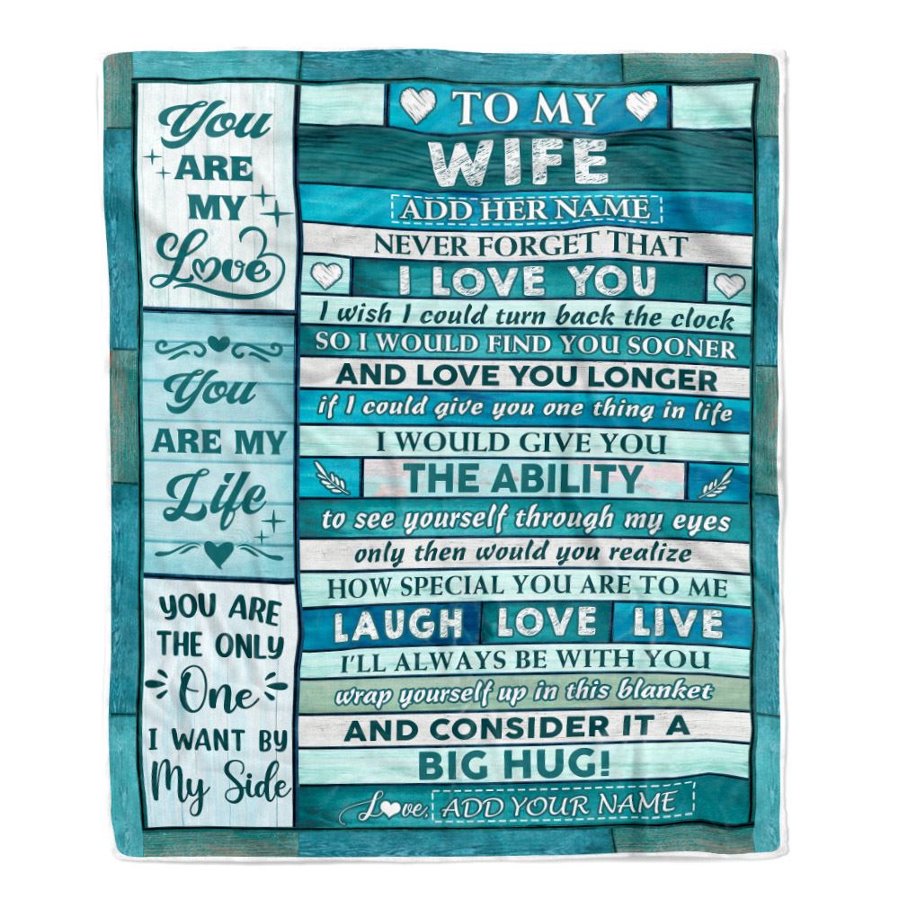 Personalized To My Wife From Husband Blanket Wood You Are My Love Birthday Gifts For Wife Anniversary Wedding For Her Valentines Day Christmas Fleece Blanket | siriusteestore