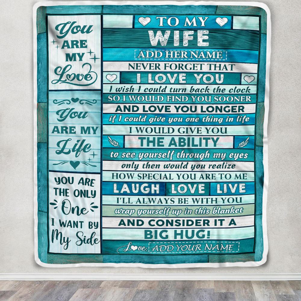 Personalized To My Wife From Husband Blanket Wood You Are My Love Birthday Gifts For Wife Anniversary Wedding For Her Valentines Day Christmas Fleece Blanket | siriusteestore