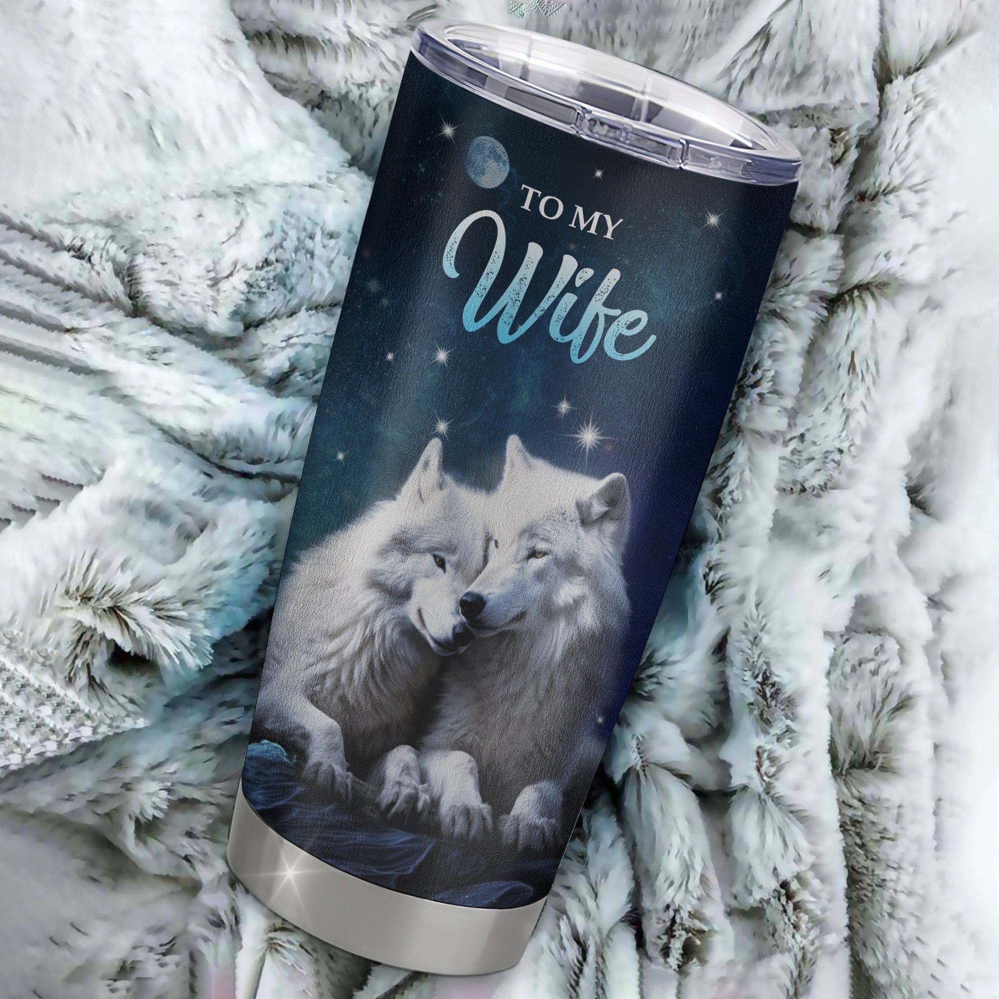 Personalized To My Wife From Husband Stainless Steel Tumbler Cup I Want You Wolf Wife For Here Birthday Anniversary Valentines Day Wedding Christmas Travel Mug | siriusteestore