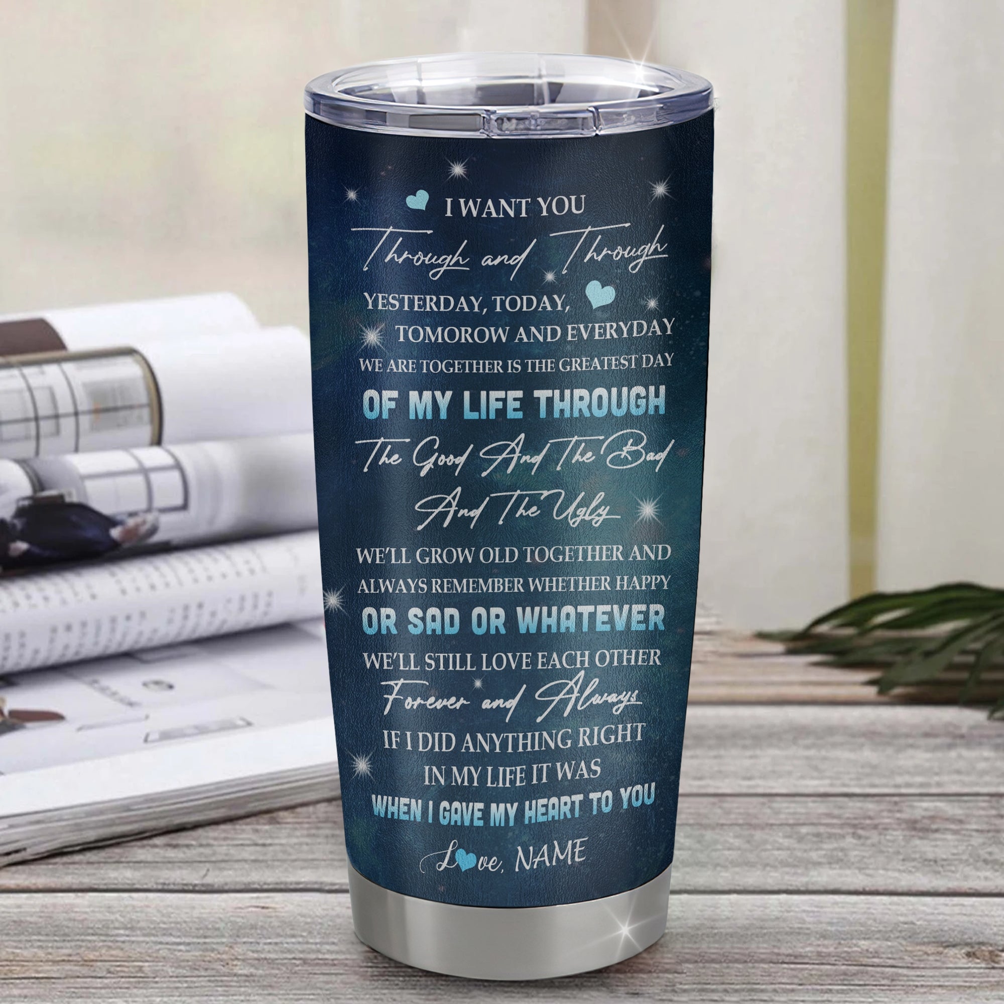 Personalized To My Wife From Husband Stainless Steel Tumbler Cup I Want You Wolf Wife For Here Birthday Anniversary Valentines Day Wedding Christmas Travel Mug | siriusteestore
