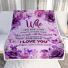 Personalized To My Wife Gifts Blanket From Husband Purple Floral Birthday For Wife Romantic Valentines Gifts For Her Christmas Custom Fleece Blanket | siriusteestore
