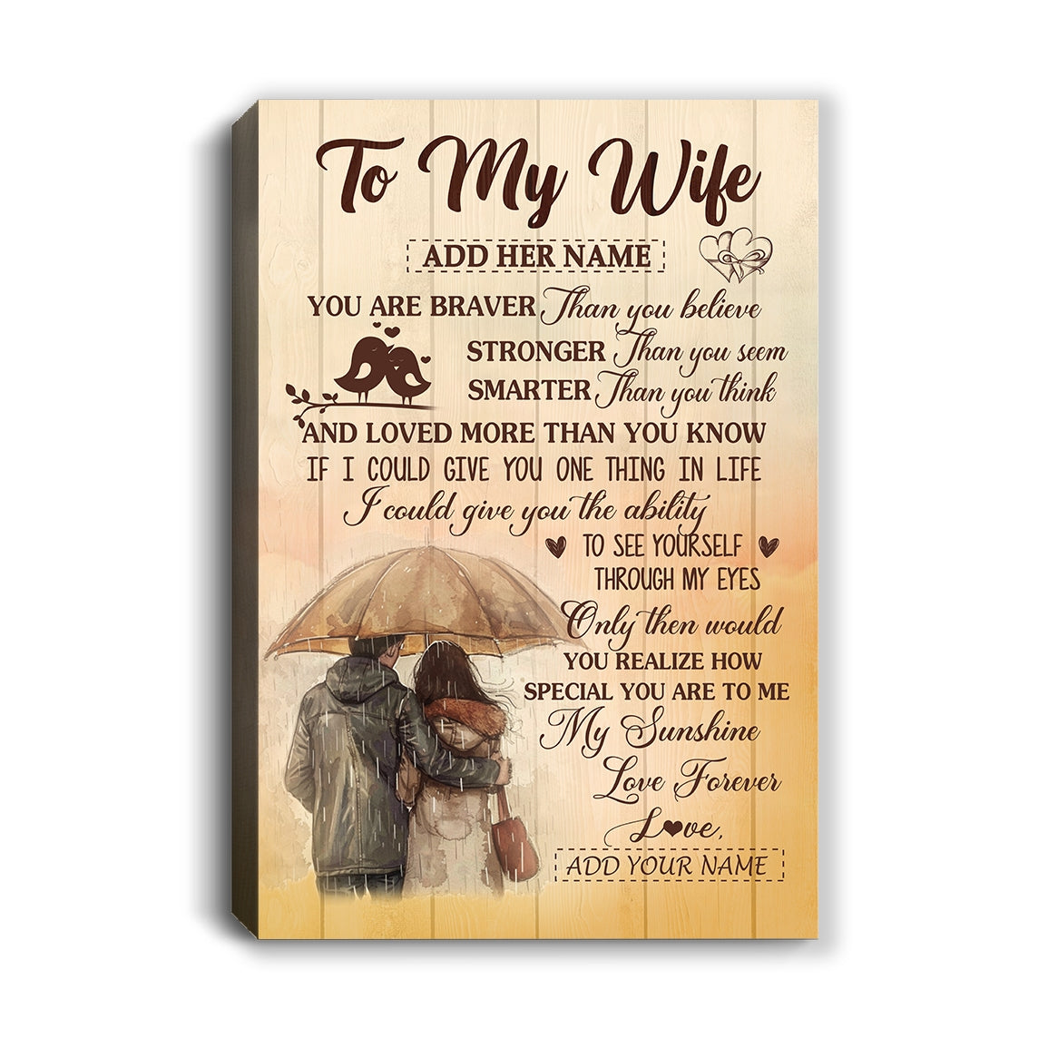 Personalized To My Wife Gifts Canvas From Husband You Are Braver Wife Birthday Gifts Anniversary Romantic Valentines Christmas Custom Wall Art Framed Canvas | siriusteestore