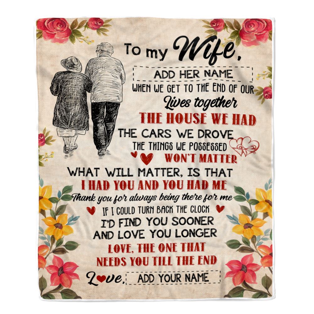 Personalized To My Wife Gifts From Husband Blanket Grow Old Together Wife Wedding Anniversary Birthday Gifts For Wife Her Christmas Customized Fleece Blanket | siriusteestore