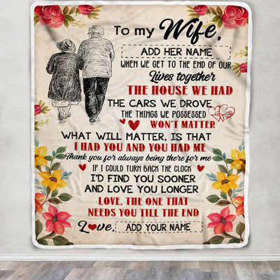 Personalized To My Wife Gifts From Husband Blanket Grow Old Together Wife Wedding Anniversary Birthday Gifts For Wife Her Christmas Customized Fleece Blanket | siriusteestore