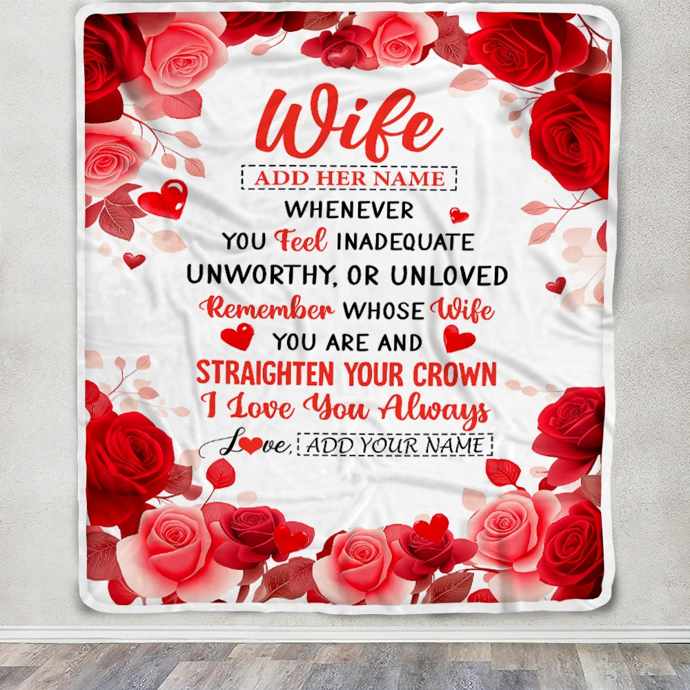Personalized To My Wife Gifts From Husband Blanket Rose Flower Anniversary Birthday Gifts Wife Romantic For Her Christmas Custom Fleece Throw Blanket | siriusteestore