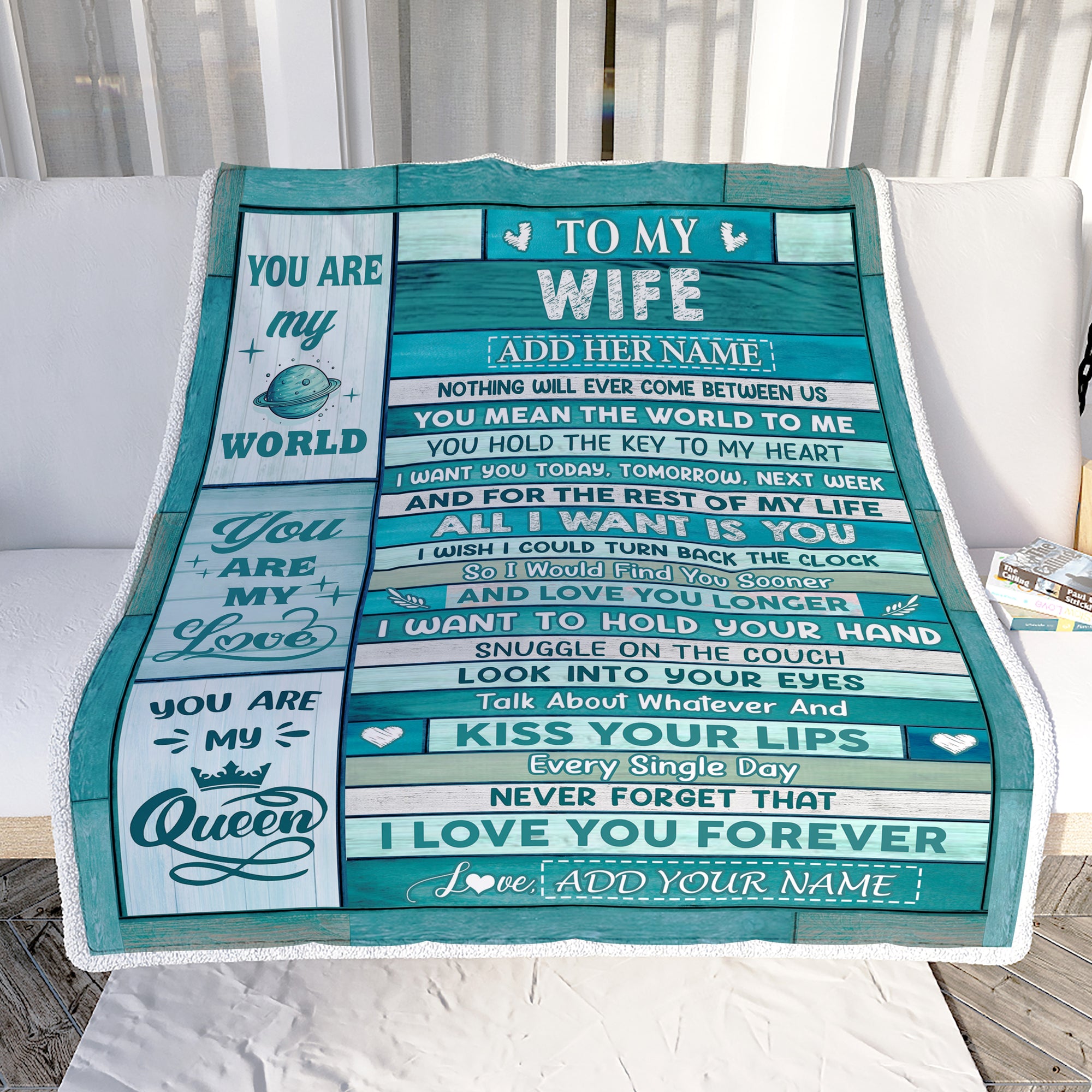Personalized To My Wife Gifts From Husband Blanket Wood Love You Longer Valentines Anniversary Romantic Birthday Gifts For Wife Her Christmas Fleece Blanket | siriusteestore