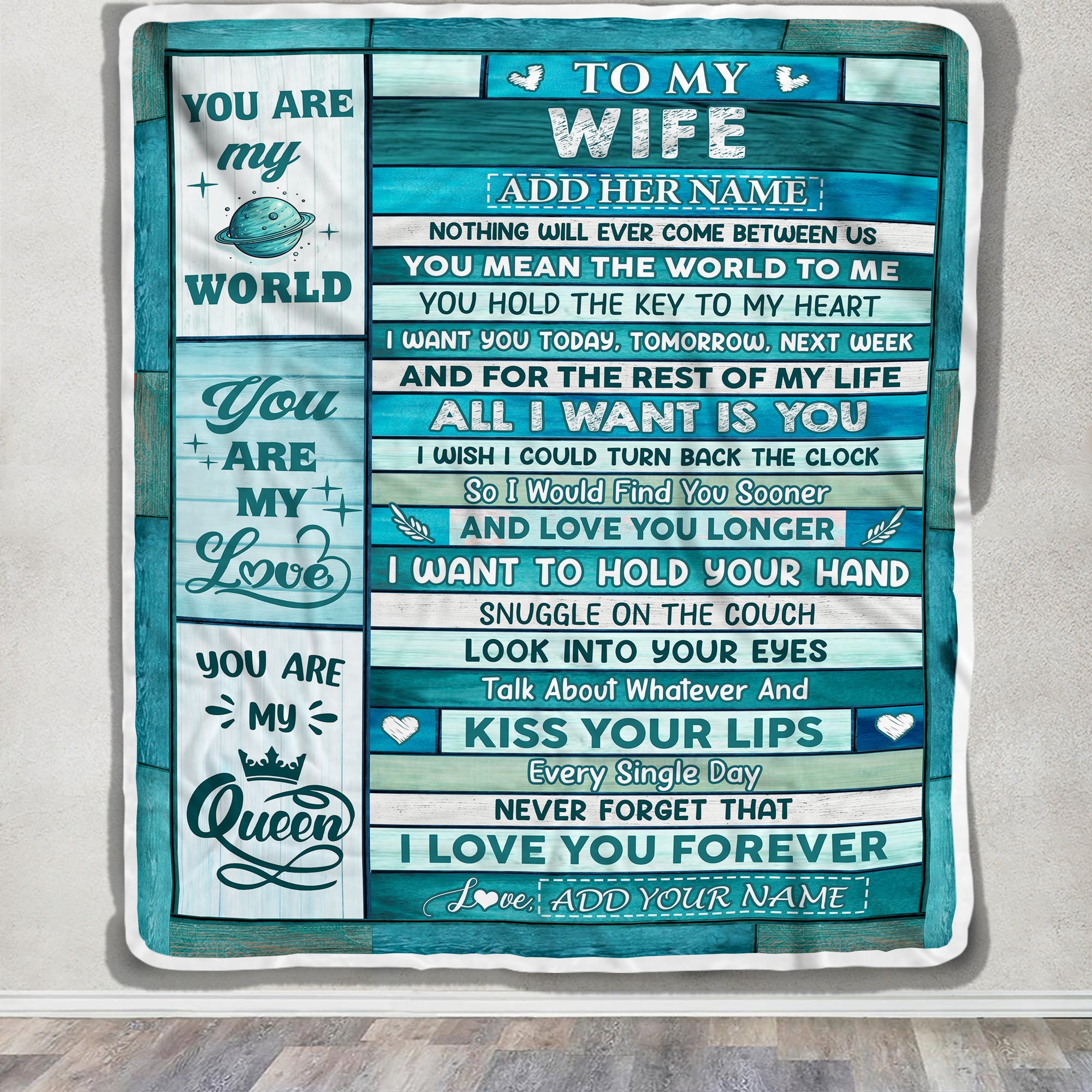 Personalized To My Wife Gifts From Husband Blanket Wood Love You Longer Valentines Anniversary Romantic Birthday Gifts For Wife Her Christmas Fleece Blanket | siriusteestore