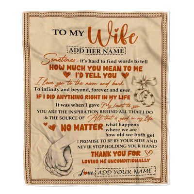 Personalized To My Wife Gifts From Husband Blanket You Mean The World To Me Romantic Anniversary Wife Birthday Gifts Presents For Her Custom Fleece Blanket | siriusteestore