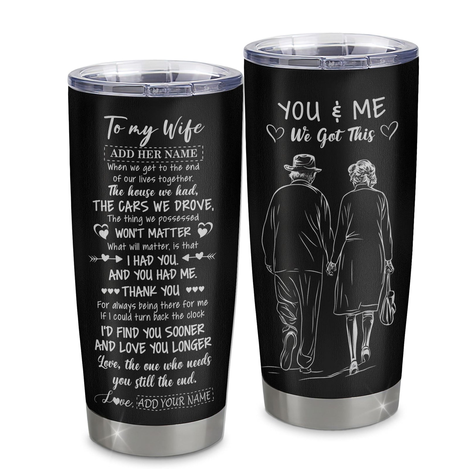 Personalized To My Wife Gifts From Husband Tumbler For Her You And Me Anniversary Valentines Day Birthday Gifts Wife Christmas Custom Stainless Steel Cup Travel Mug | siriusteestore