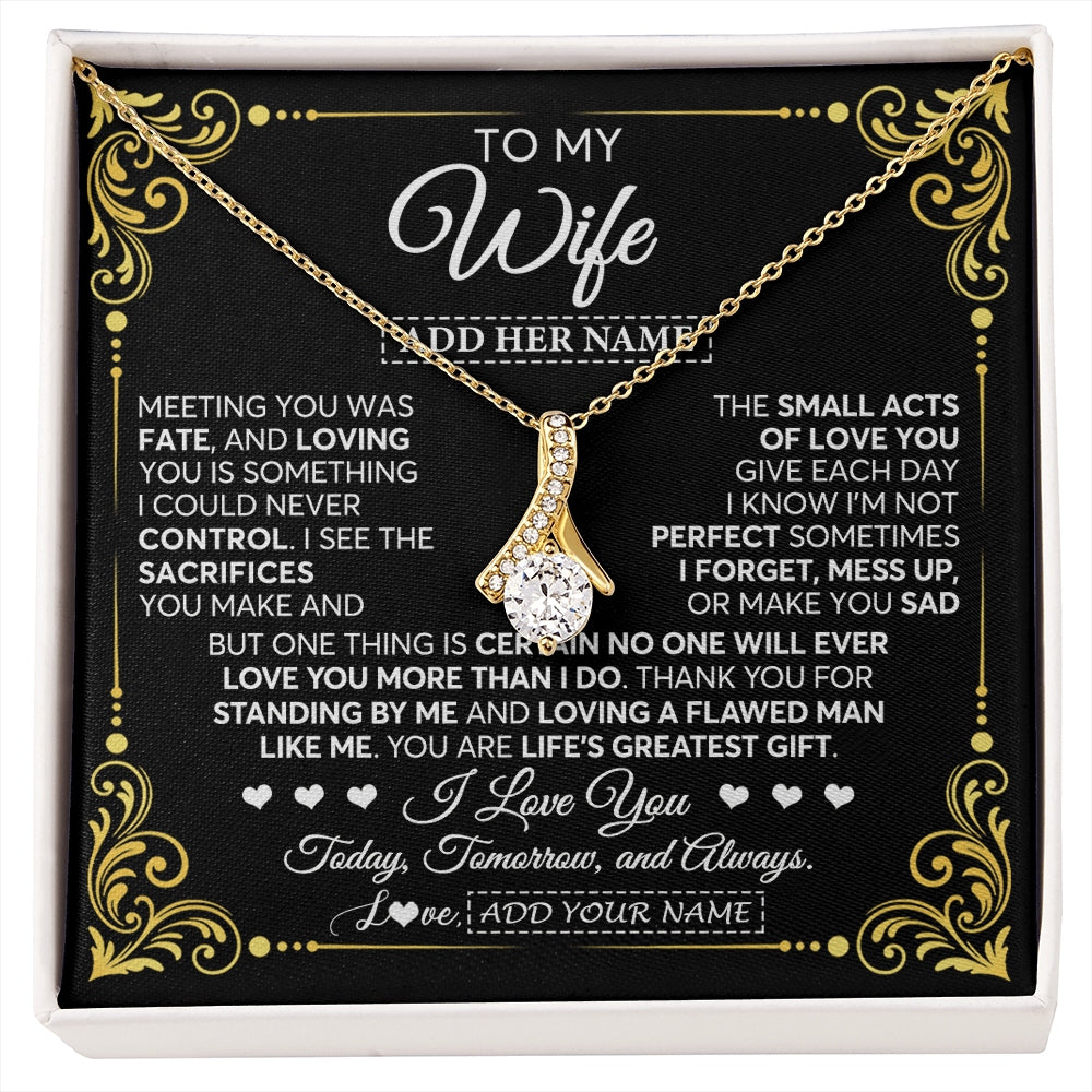 Alluring Beauty Necklace 18K Yellow Gold Finish | 1 | Personalized To My Wife Gifts Necklace From Husband A Meaningful Romantic Jewelry Gift For Anniversary Birthday Wedding Christmas Custom Gift Box Message Card | https://siriusteestore.