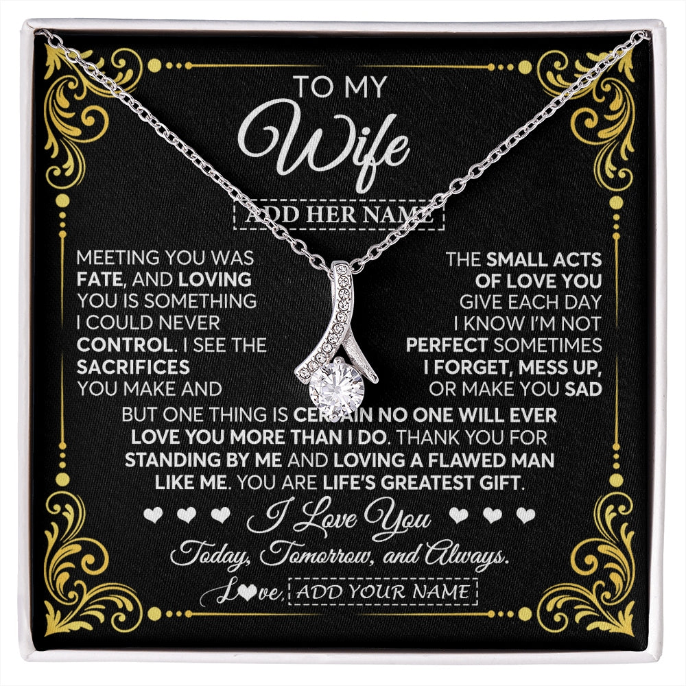 Alluring Beauty Necklace 14K White Gold Finish | 1 | Personalized To My Wife Gifts Necklace From Husband A Meaningful Romantic Jewelry Gift For Anniversary Birthday Wedding Christmas Custom Gift Box Message Card | https://siriusteestore.