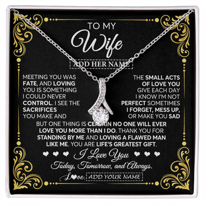 Alluring Beauty Necklace 14K White Gold Finish | 1 | Personalized To My Wife Gifts Necklace From Husband A Meaningful Romantic Jewelry Gift For Anniversary Birthday Wedding Christmas Custom Gift Box Message Card | https://siriusteestore.