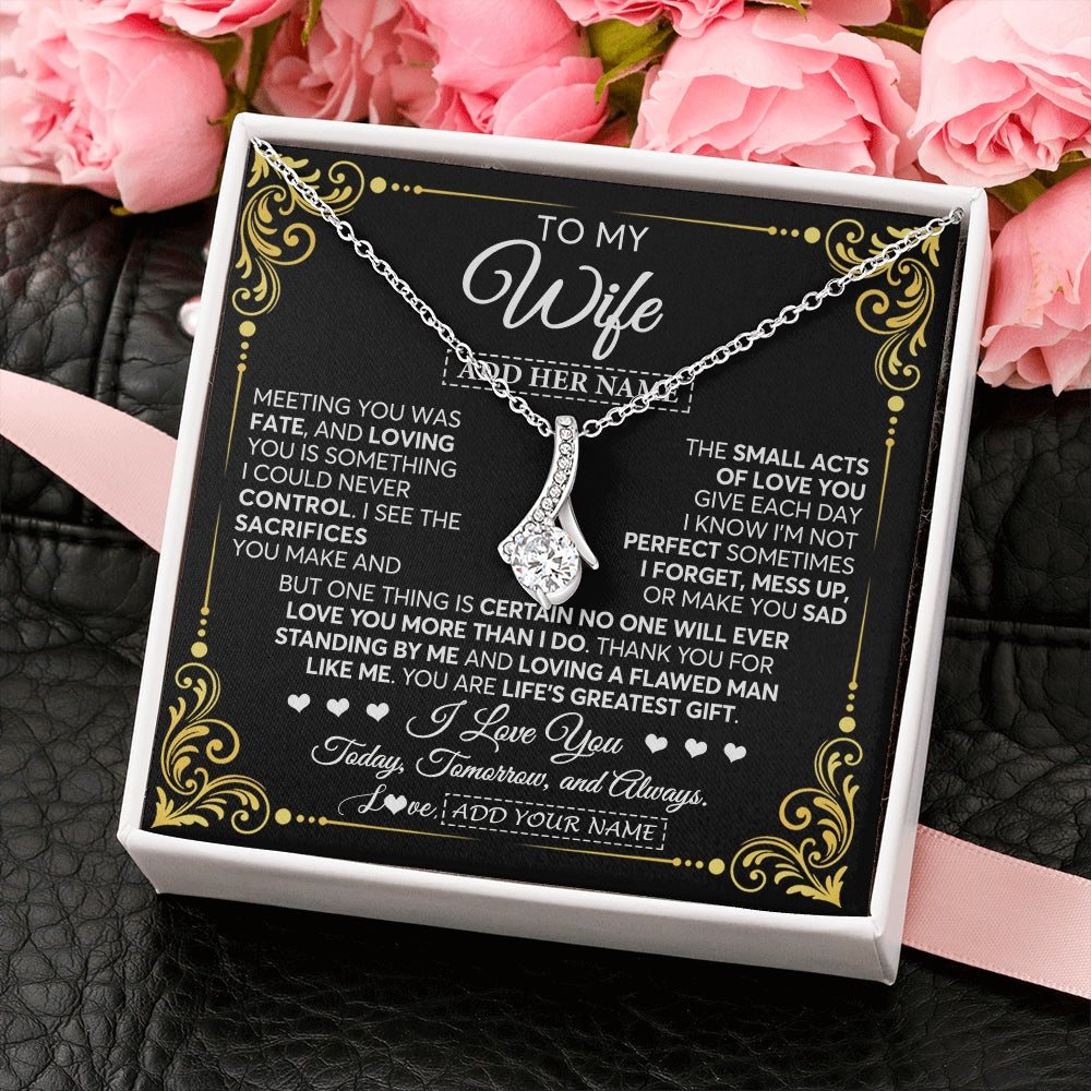 Alluring Beauty Necklace 14K White Gold Finish | 2 | Personalized To My Wife Gifts Necklace From Husband A Meaningful Romantic Jewelry Gift For Anniversary Birthday Wedding Christmas Custom Gift Box Message Card | https://siriusteestore.