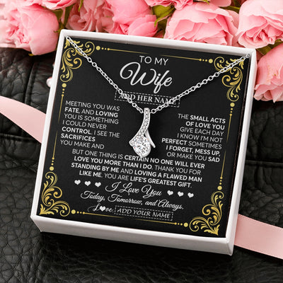 Alluring Beauty Necklace 14K White Gold Finish | 2 | Personalized To My Wife Gifts Necklace From Husband A Meaningful Romantic Jewelry Gift For Anniversary Birthday Wedding Christmas Custom Gift Box Message Card | https://siriusteestore.