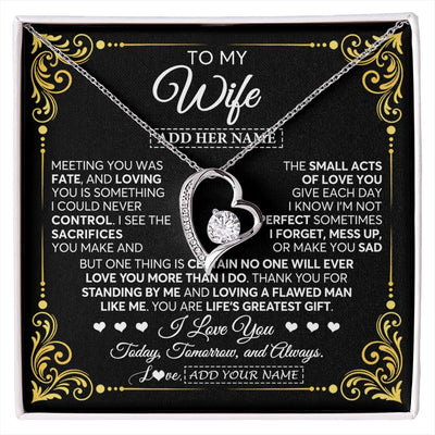 Forever Love Necklace 14K White Gold Finish | 1 | Personalized To My Wife Gifts Necklace From Husband A Meaningful Romantic Jewelry Gift For Anniversary Birthday Wedding Christmas Custom Gift Box Message Card | https://siriusteestore.