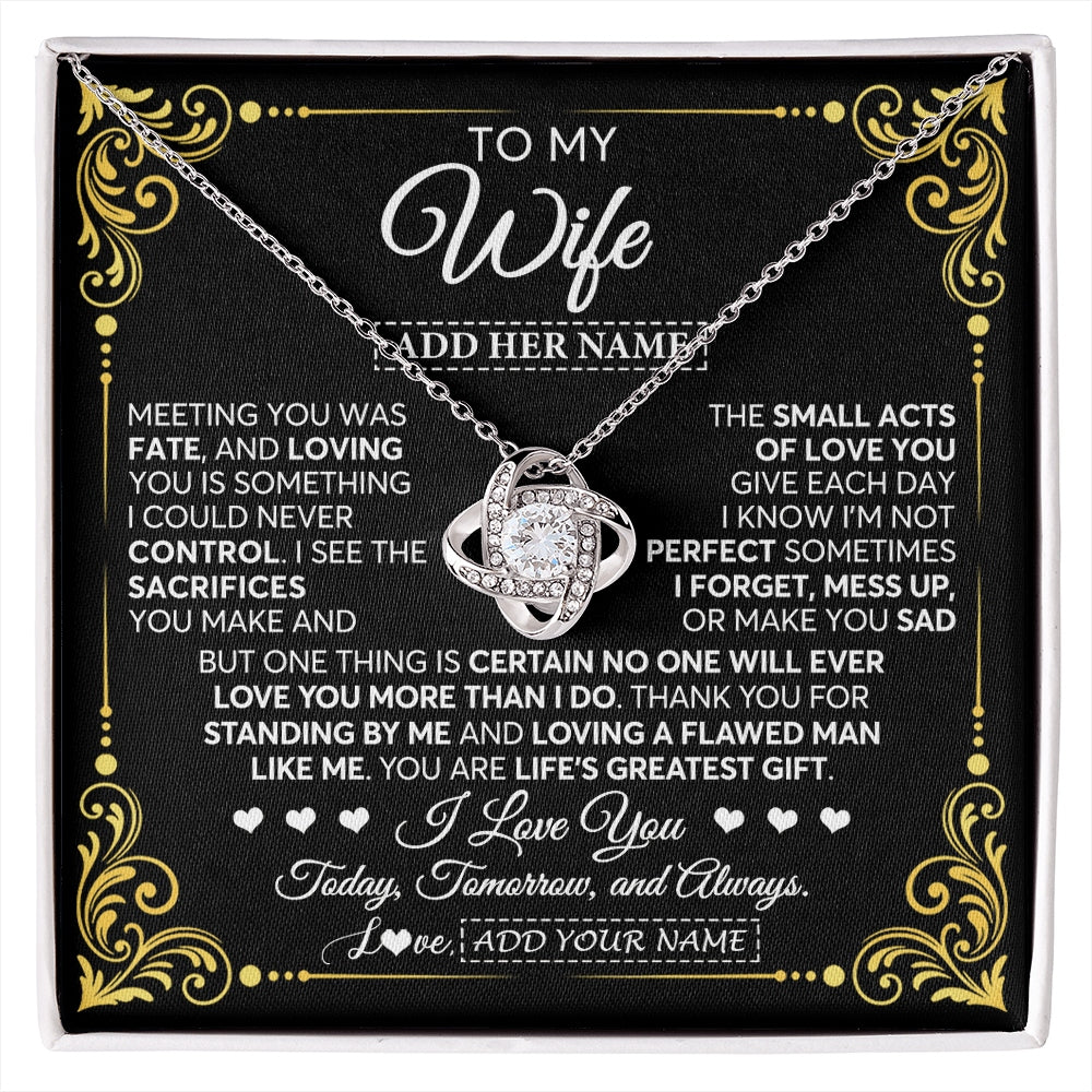 Love Knot Necklace 14K White Gold Finish | 1 | Personalized To My Wife Gifts Necklace From Husband A Meaningful Romantic Jewelry Gift For Anniversary Birthday Wedding Christmas Custom Gift Box Message Card | https://siriusteestore.