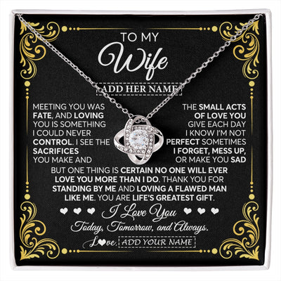 Love Knot Necklace 14K White Gold Finish | 1 | Personalized To My Wife Gifts Necklace From Husband A Meaningful Romantic Jewelry Gift For Anniversary Birthday Wedding Christmas Custom Gift Box Message Card | https://siriusteestore.