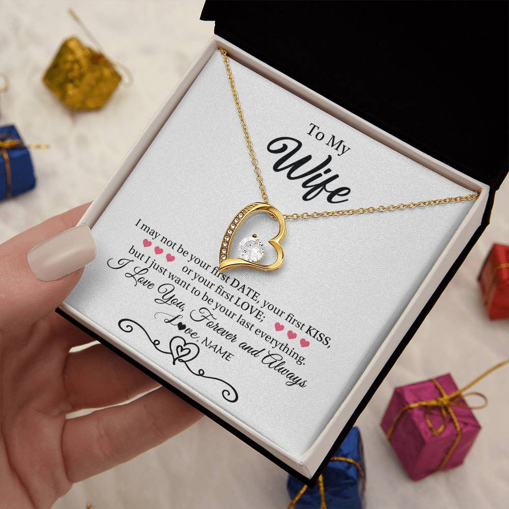 Forever Love Necklace 18K Yellow Gold Finish | 2 | Personalized To My Wife Necklace For Women I Love You Wife From Husband Birthday Anniversary Wedding Valentines Day Pendant Customized Gift Box Message Card | siriusteestore