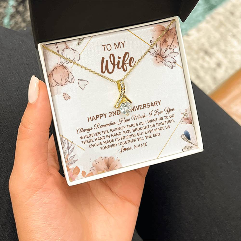 Personalized To My Wife Necklace From Husband 2 Years Anniversary For Her 2nd Anniversary 2 Years Wedding Anniversary For Her Customized Gift Box Message Card Alluring Beauty Necklace d1fd8484 1e2f 45ec b4a6